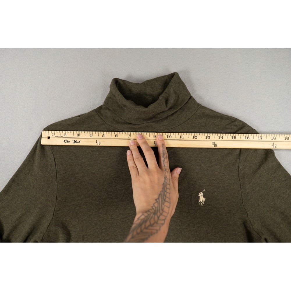 Polo Ralph Lauren Womens Turtleneck Top Olive Green Size XL Cotton Lyocell Pony image 6
